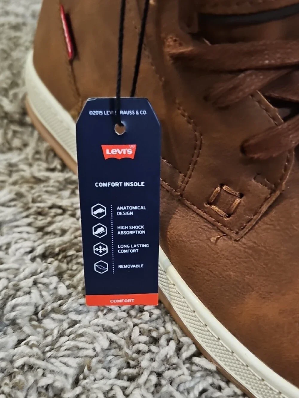 Levi's Men's Brown Lace-Up Boots with White Sole